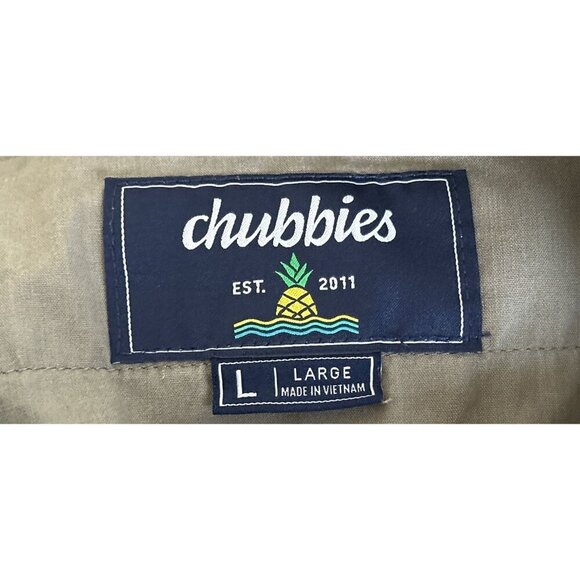 Chubbies Mens Elastic Waist Drawstring Khaki Green Shorts With Pockets Size L - Picture 4 of 7